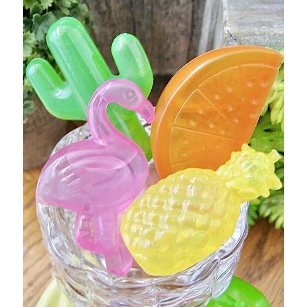 New Strawberry, Mixed Fruit, Flamingo, Cactus Reusable Ice Cubes Set of 8 - Picture 3 of 10
